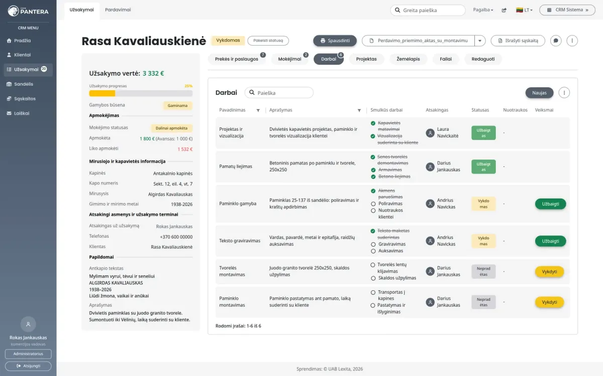 Tasks on the order